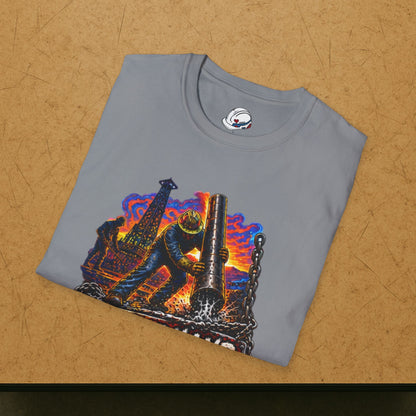 Floorhand Tripping Pipe Oil Rig T-Shirt, Roughneck Chain and Wrench Tee