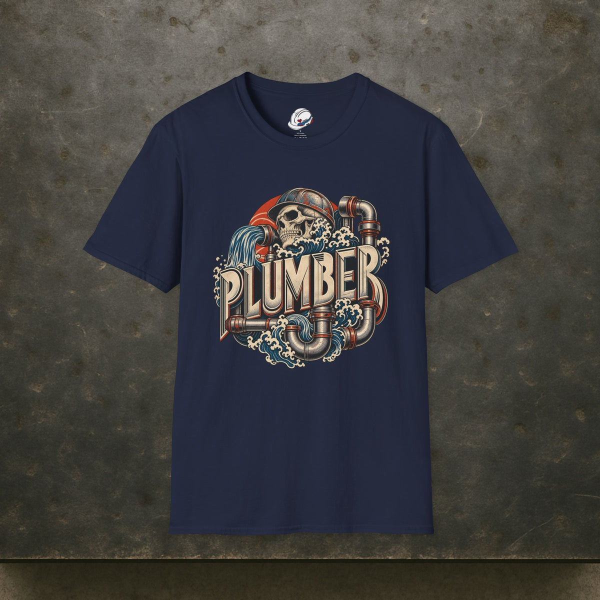 Plumber Skull And Wave Pipework Men's T-Shirt