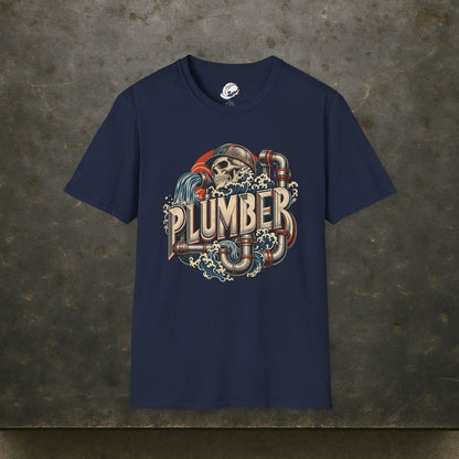 Plumber Skull And Wave Pipework Men's T-Shirt