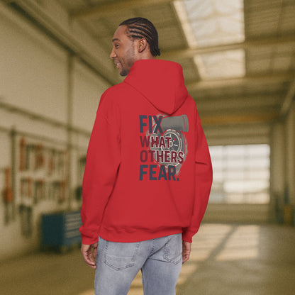 “Fix What Others Fear” Hoodie, Heavy Duty Mechanic Sweater