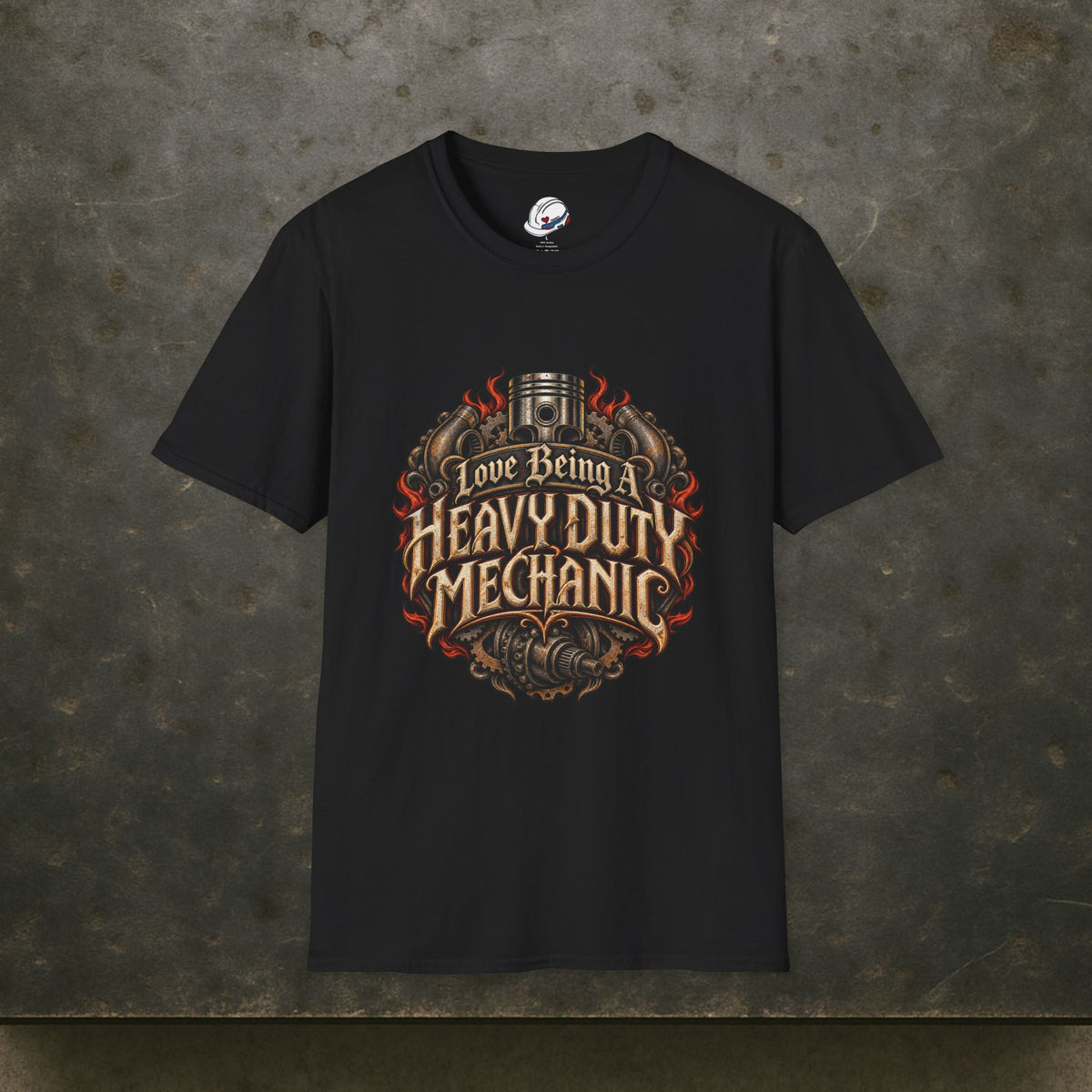 Love Being A Heavy Duty Mechanic Flames & Gears T-Shirt