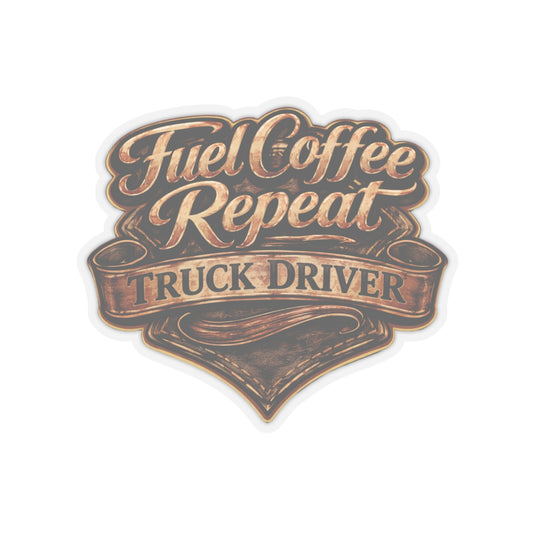 Fuel Coffee Repeat Sticker, Truck Driver Hardhat Stickers