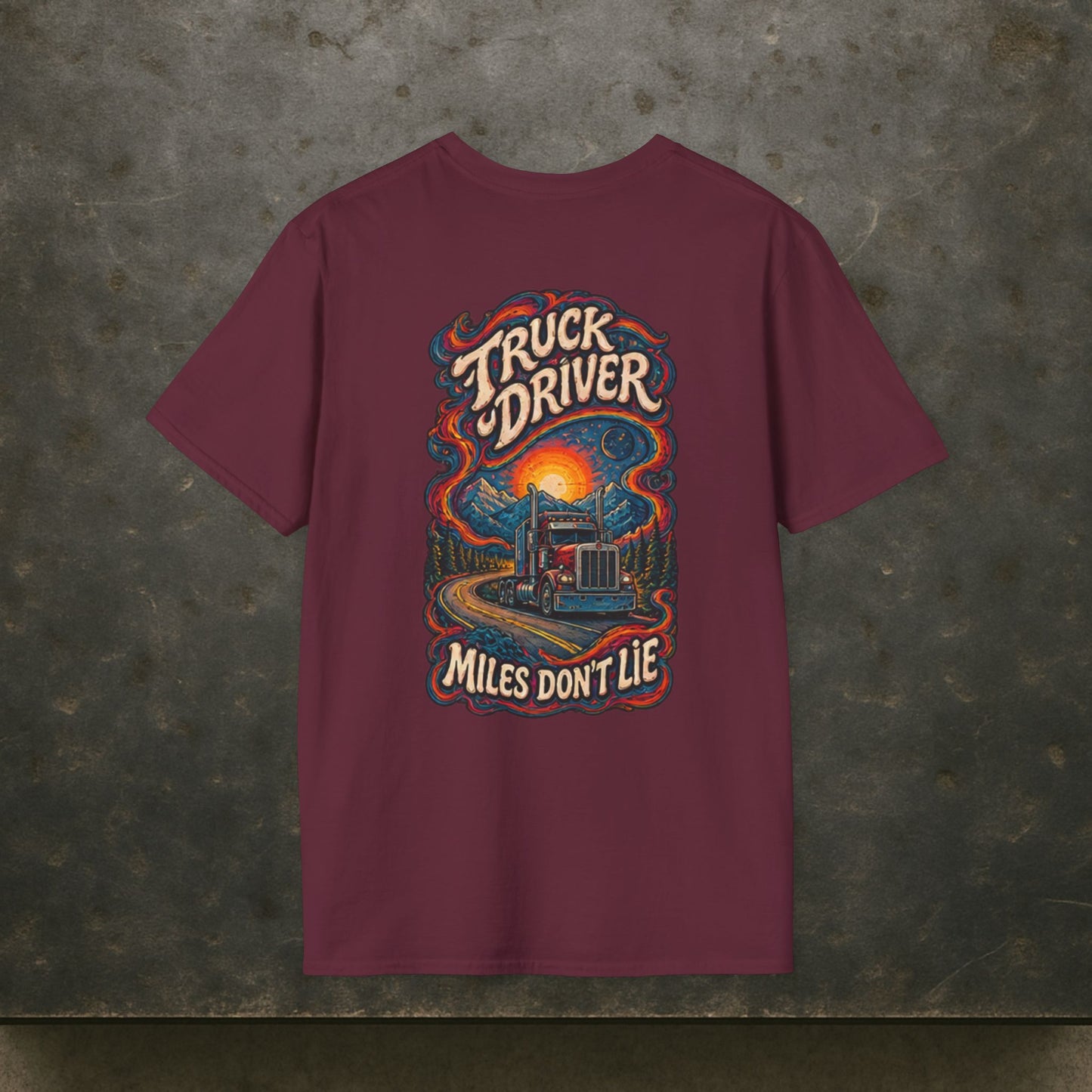 Miles Don’t Lie Semi Driver T-Shirt, Truck Driver Graphic Tee Shirt