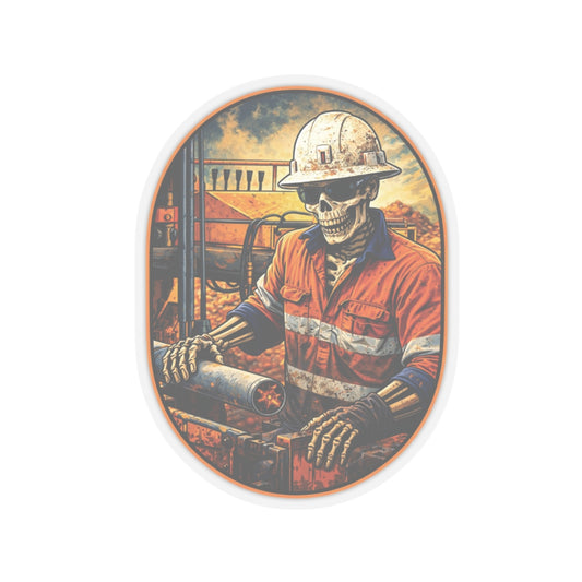 Skeleton Driller Sticker, Drilling Oil Field Hardhat Stickers