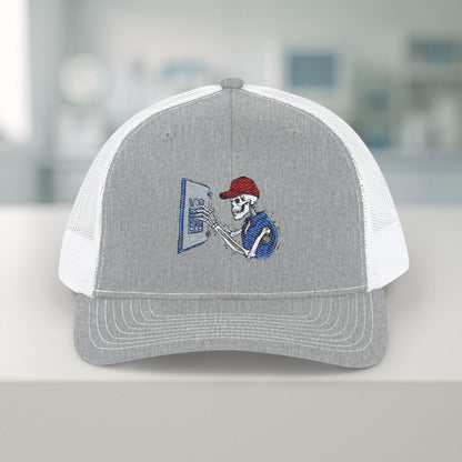 Embroidered Skeleton Electrician Panel Work hat, Electrician cap