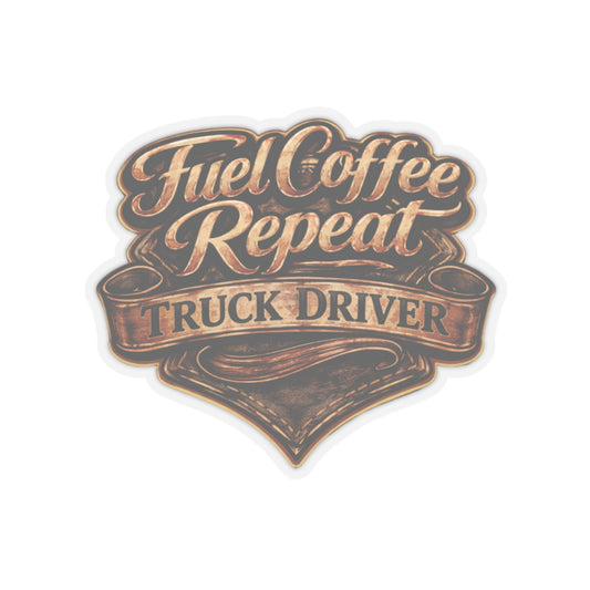 Fuel Coffee Repeat Sticker, Truck Driver Hardhat Stickers