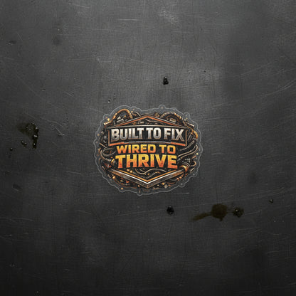 Built to Fix Wired to Thrive Sticker, Heavy Duty Mechanic Hardhat Stickers