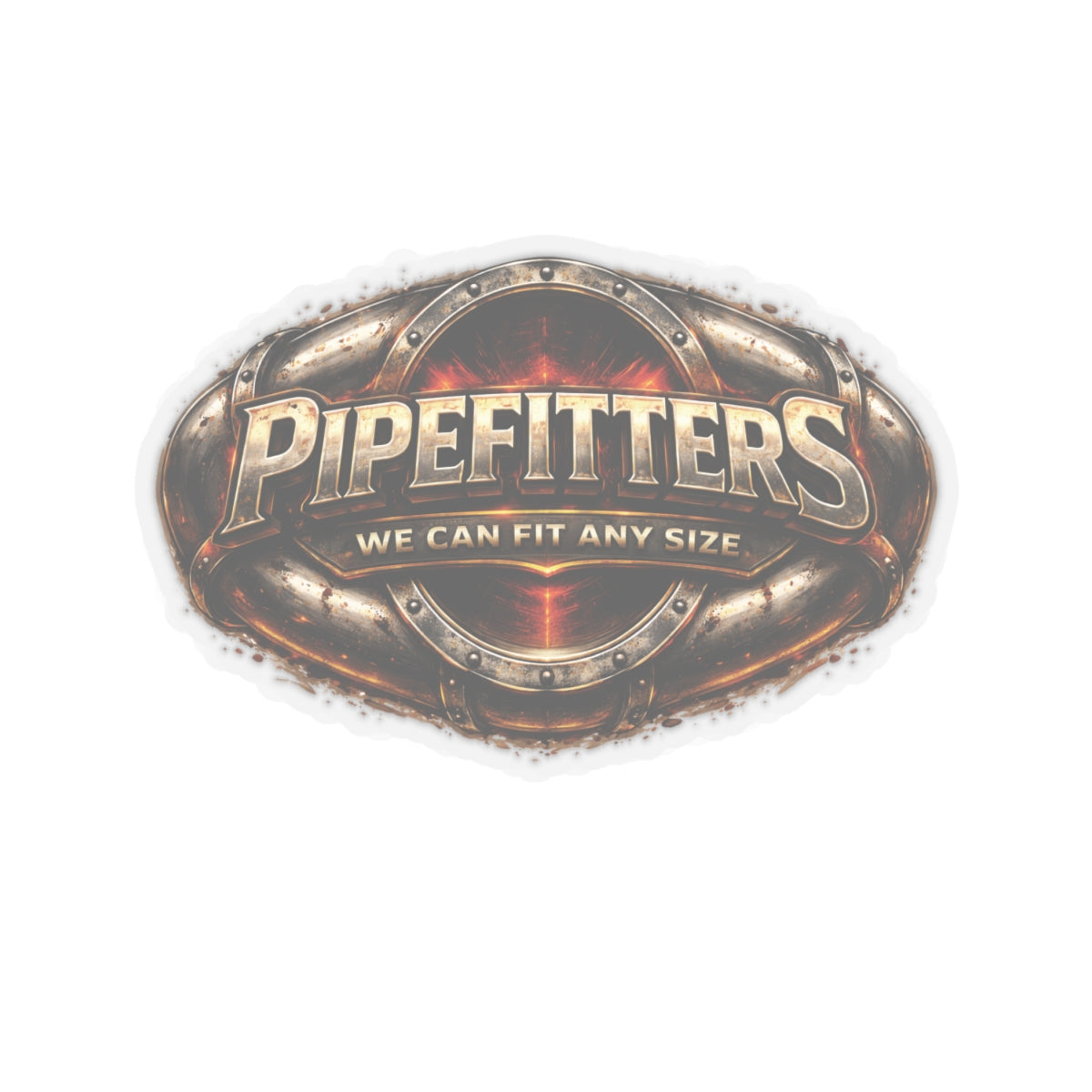 Pipefitters We Can Fit Any Size Sticker, Pipefitter Hardhat Stickers