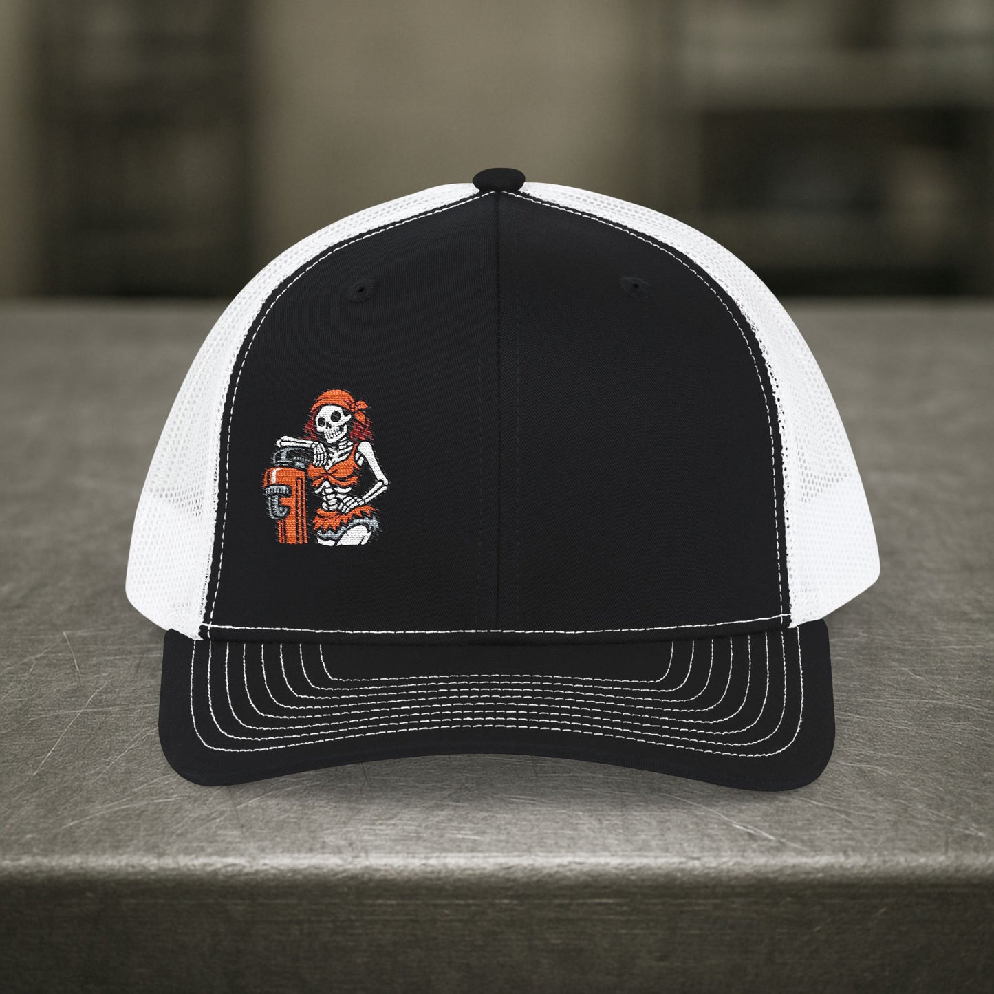Female Skeleton With Pipe Wrench Hat, Pipefitter Hat