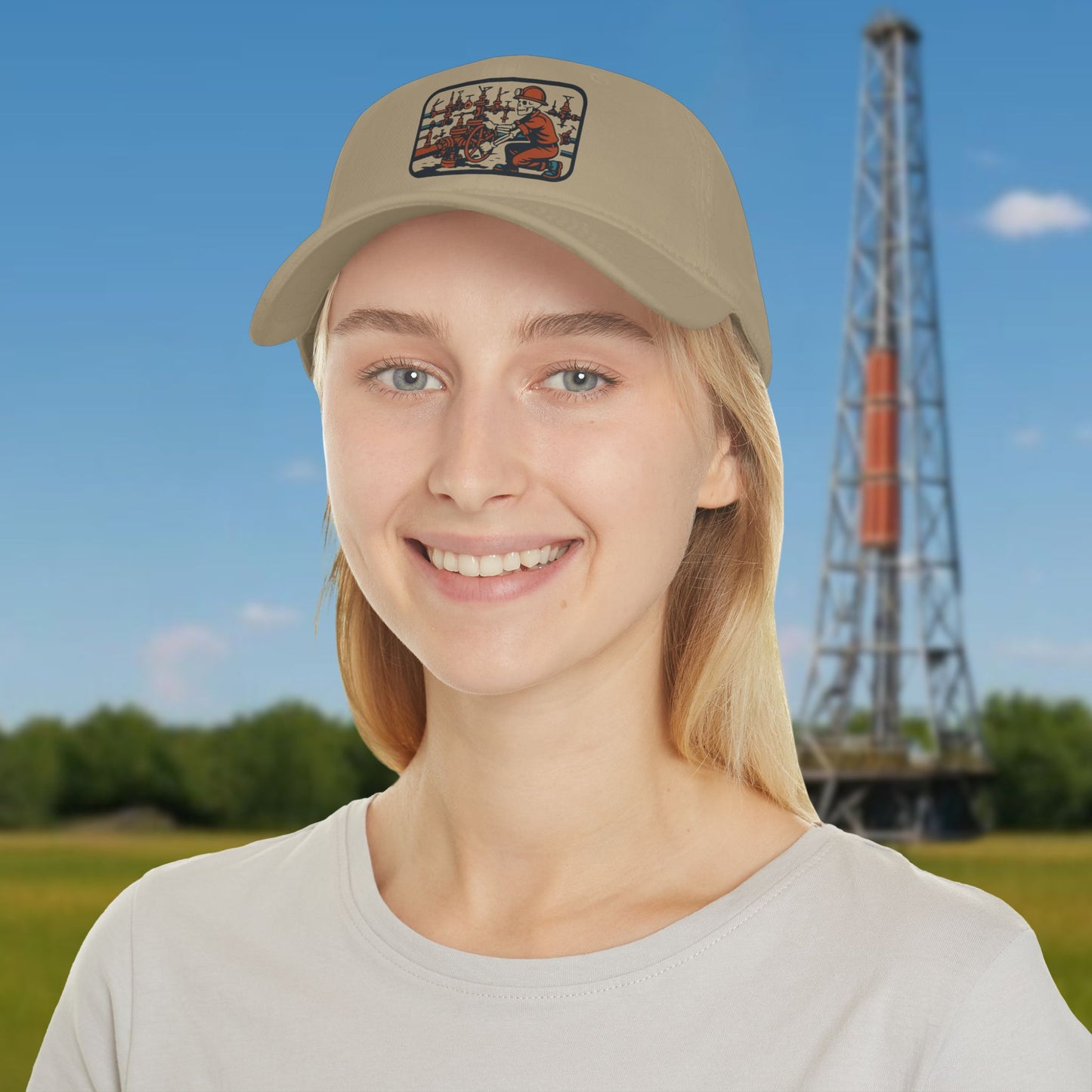 Skeleton Motorhand Flow Iron Hat, Oilfield Pressure Work Cap