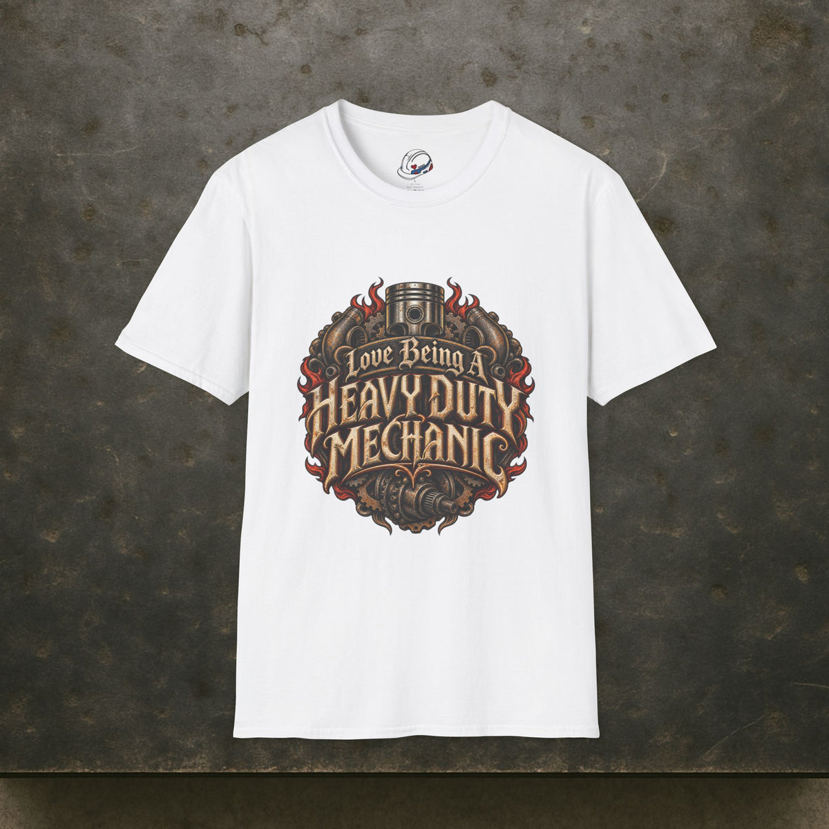 Love Being A Heavy Duty Mechanic Flames & Gears T-Shirt