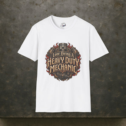 Love Being A Heavy Duty Mechanic Flames & Gears T-Shirt