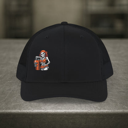 Female Skeleton With Pipe Wrench Hat, Pipefitter Hat
