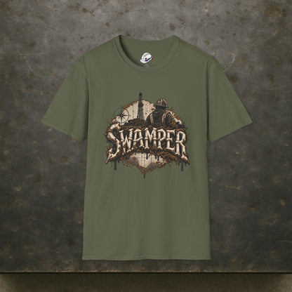 Swamper Muddy Oilfield Worker Topographic Rig T-Shirt