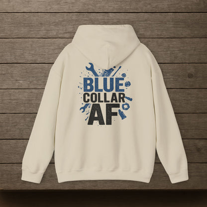 'Blue Collar AF' Men's Hoodie, Motivational Sweater