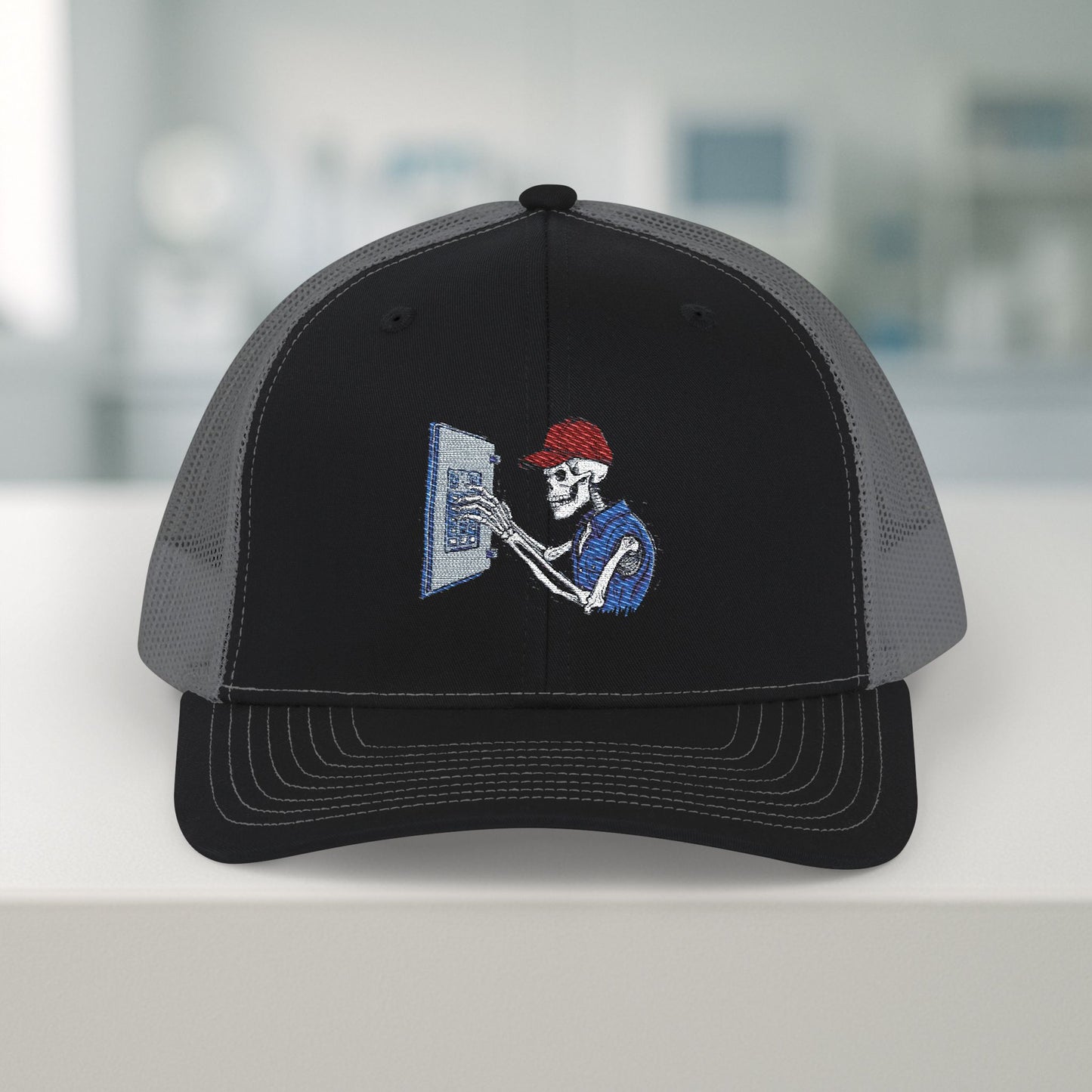 Embroidered Skeleton Electrician Panel Work hat, Electrician cap