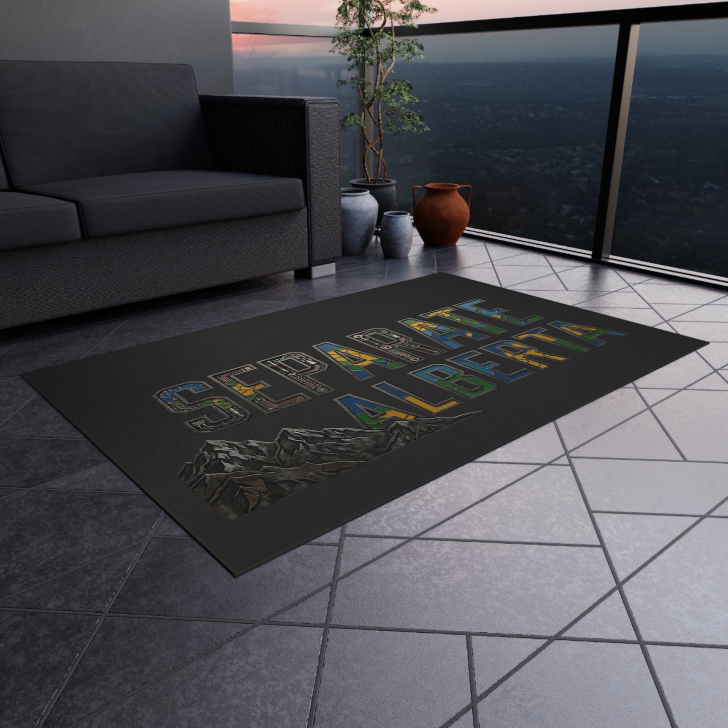 "Separate Alberta" Outdoor Rug, ToughNeck outdoor patio rug