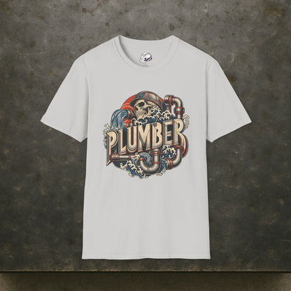 Plumber Skull And Wave Pipework Men's T-Shirt