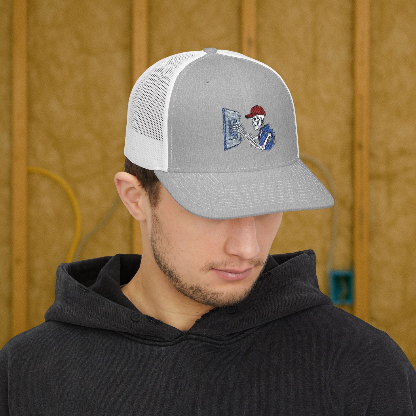 Embroidered Skeleton Electrician Panel Work hat, Electrician cap