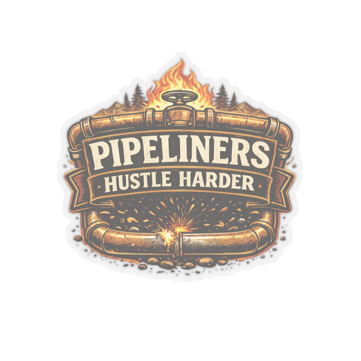 Pipeliner hustle harder sticker, Pipeliner hardhat stickers