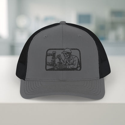 Plumber Solvent Work Hat, Plumbing Skeleton Trade Cap