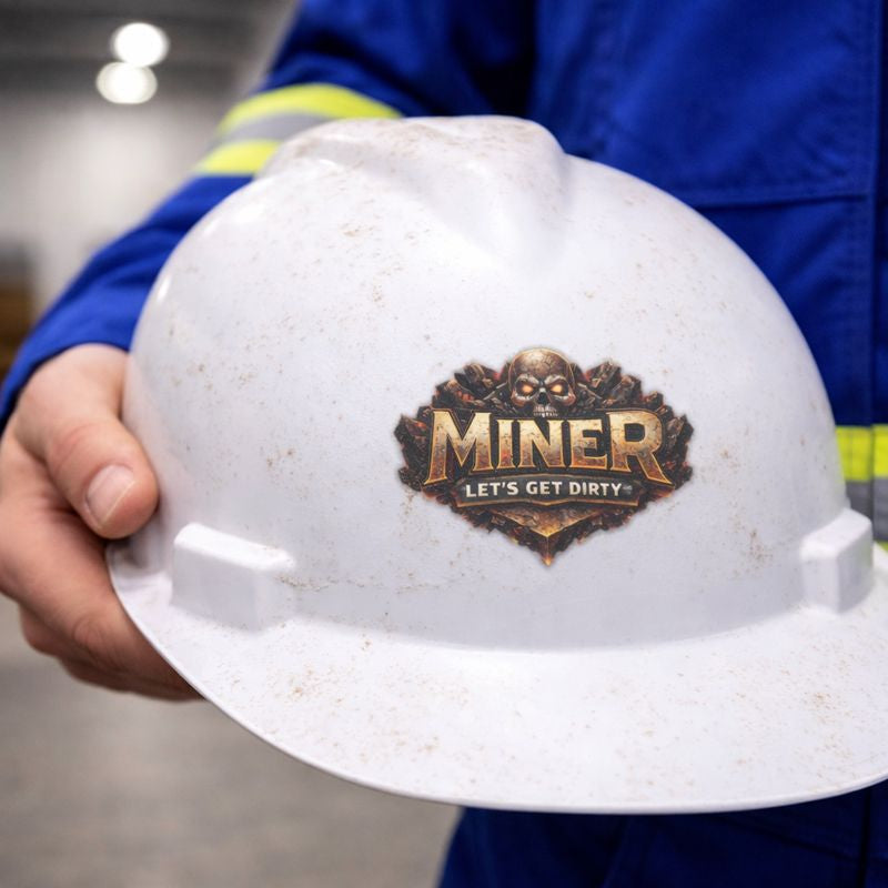 Miner Let’s Get Dirty Sticker, Miner Hardhat Stickers