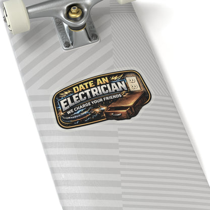 Date An Electrician We Charge Your Friends Sticker, Electrician Hardhat Stickers