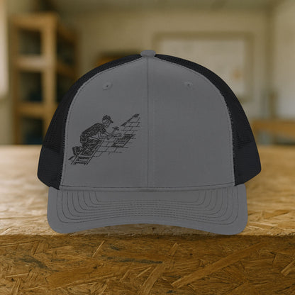 Skeletal Roofer Shingle Work Hat, Roofing Cap