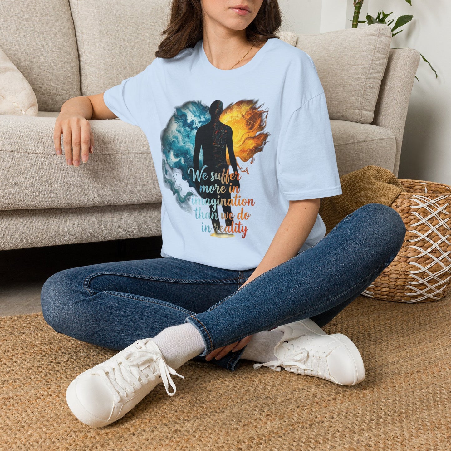 “We Suffer More In Imagination” T-Shirt, Stoic Mindset motivational t-shirt