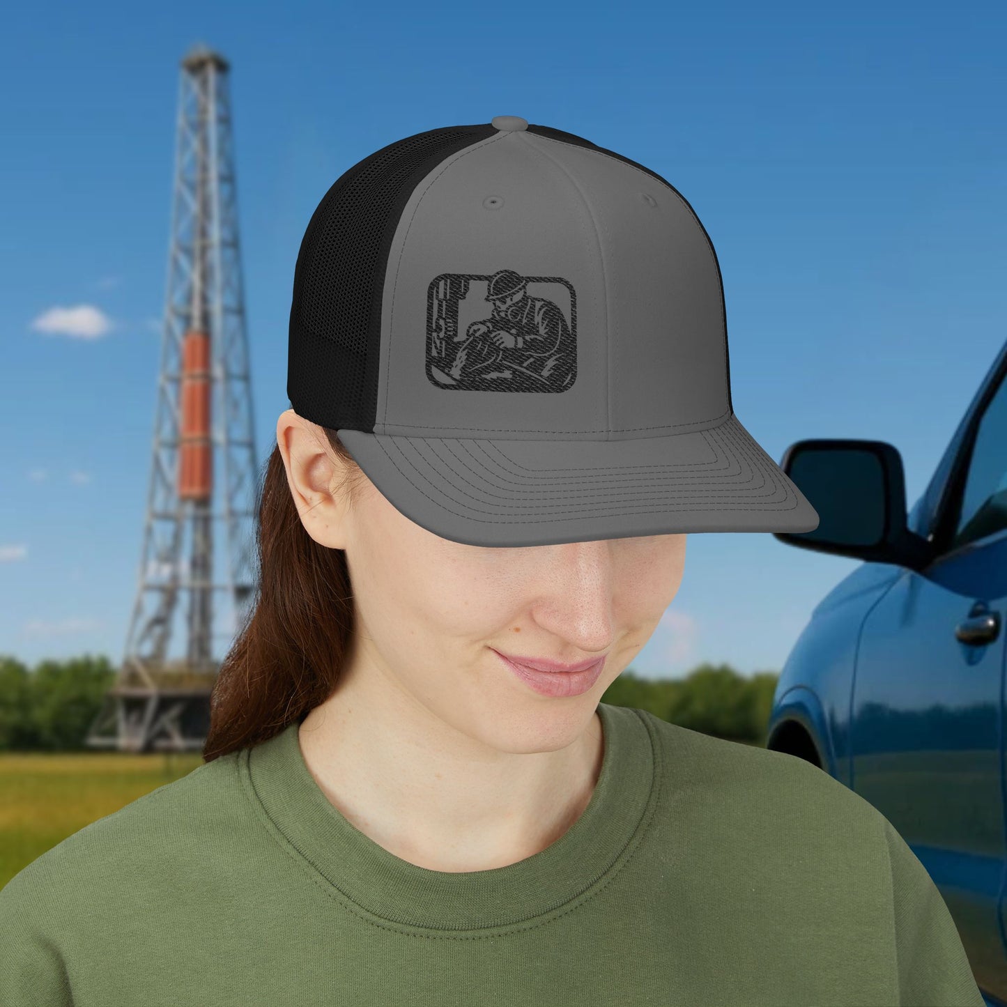 Embroidered Skeleton Derrickhand hat, Derrickhand cap