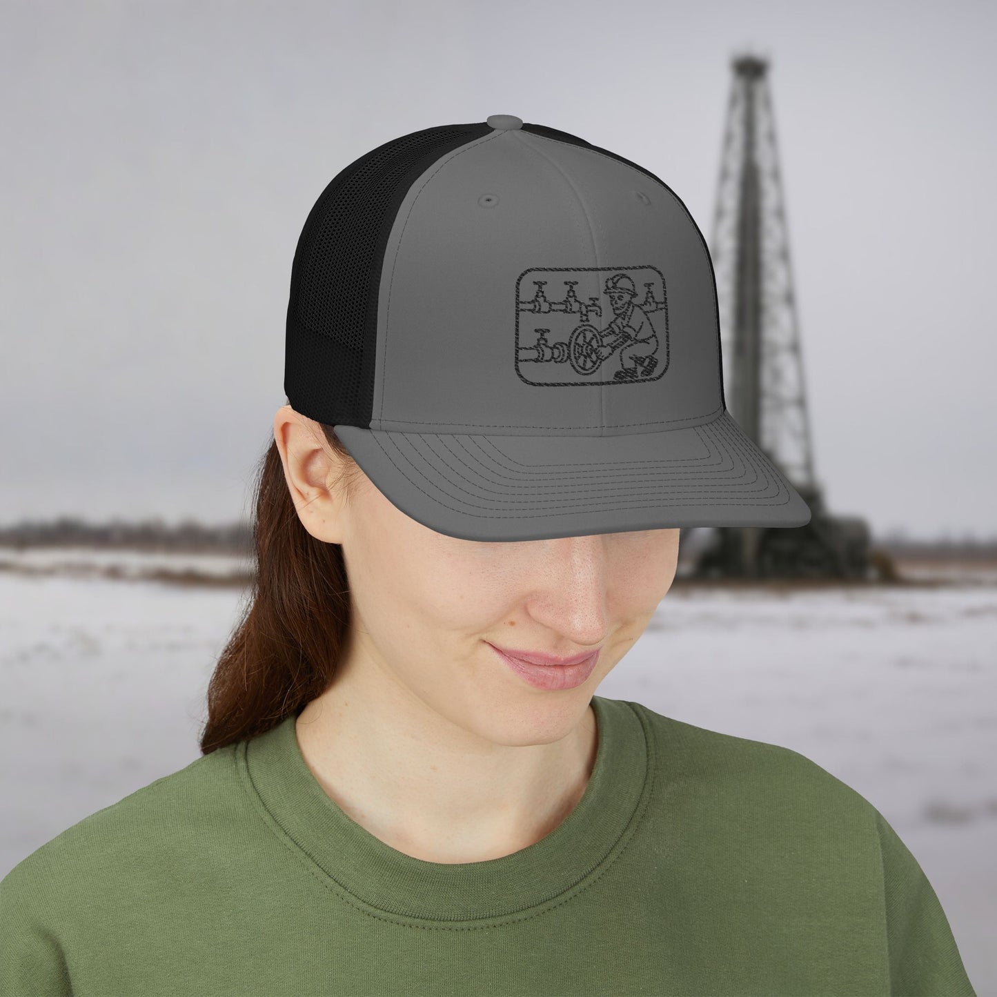 Skeleton Motorhand Valve Work Hat, Oilfield Motorhand Cap