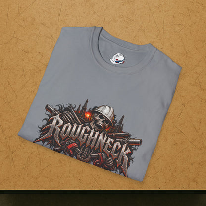 Roughneck Skull Oilfield T-Shirt, Hardhat Floorhand Rig Hand Tee