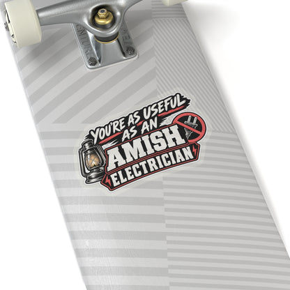 “Useful as an Amish Electrician” Sticker, Funny Hardhat Stickers