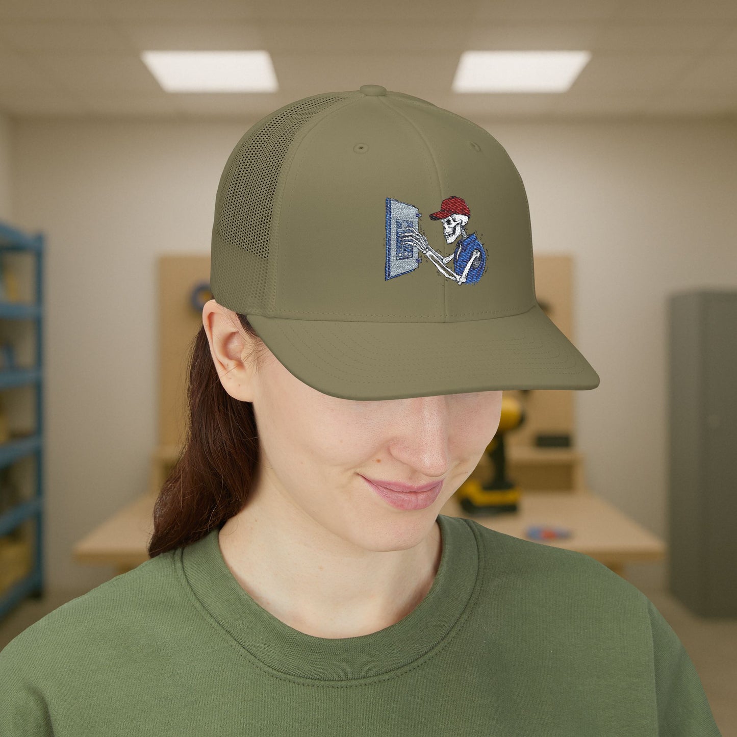 Embroidered Skeleton Electrician Panel Work hat, Electrician cap