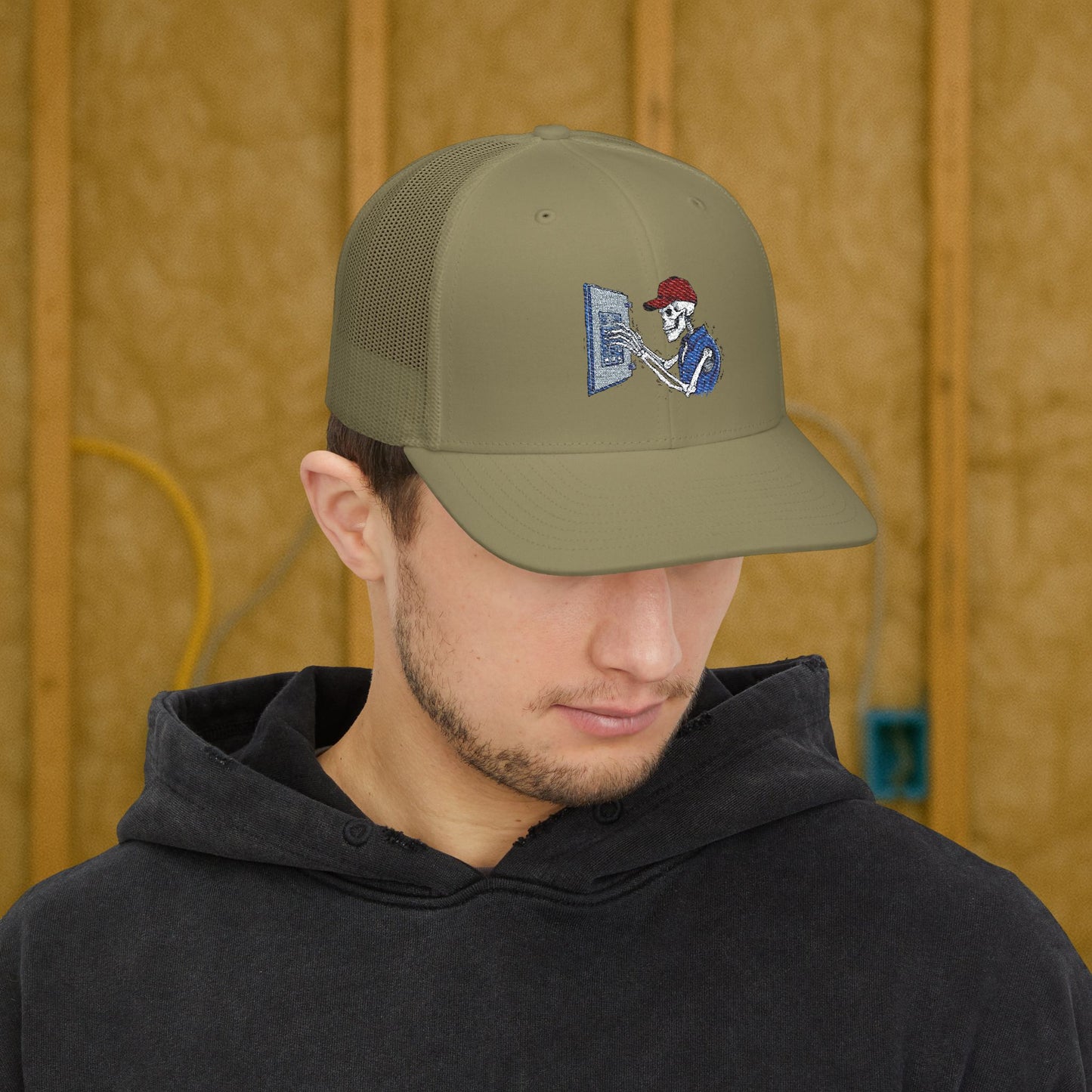 Embroidered Skeleton Electrician Panel Work hat, Electrician cap