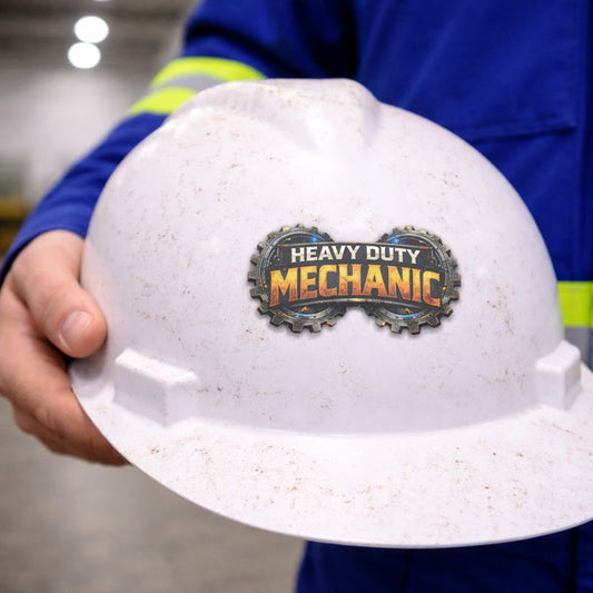 Heavy Duty Mechanic Gear Badge Sticker, Heavy Duty Mechanic Hardhat Stickers